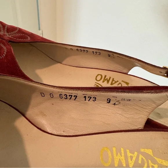 Salvatore Ferragamo Red Suede Women's Heels - Picture 5 of 10